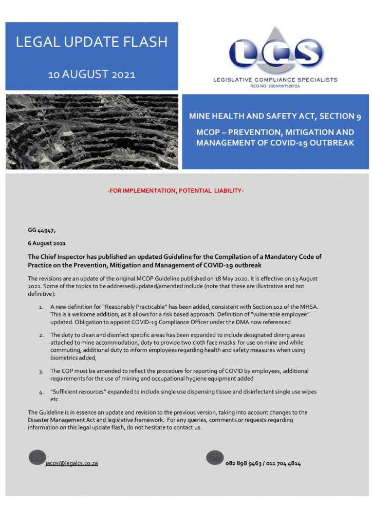 COVID-19 Mandatory Code of Practice